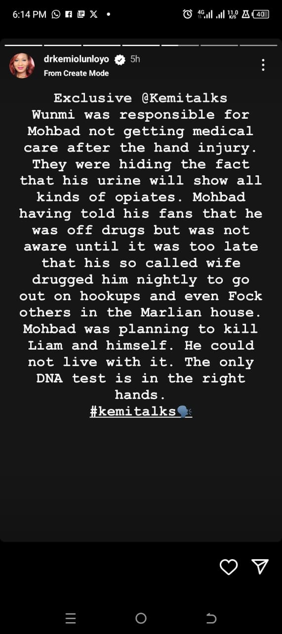 “Wunmu Is Not Married To Mohbad, She Poisoned Him After Being Caught Doing Hook-Up” - Kemi Olunloyo