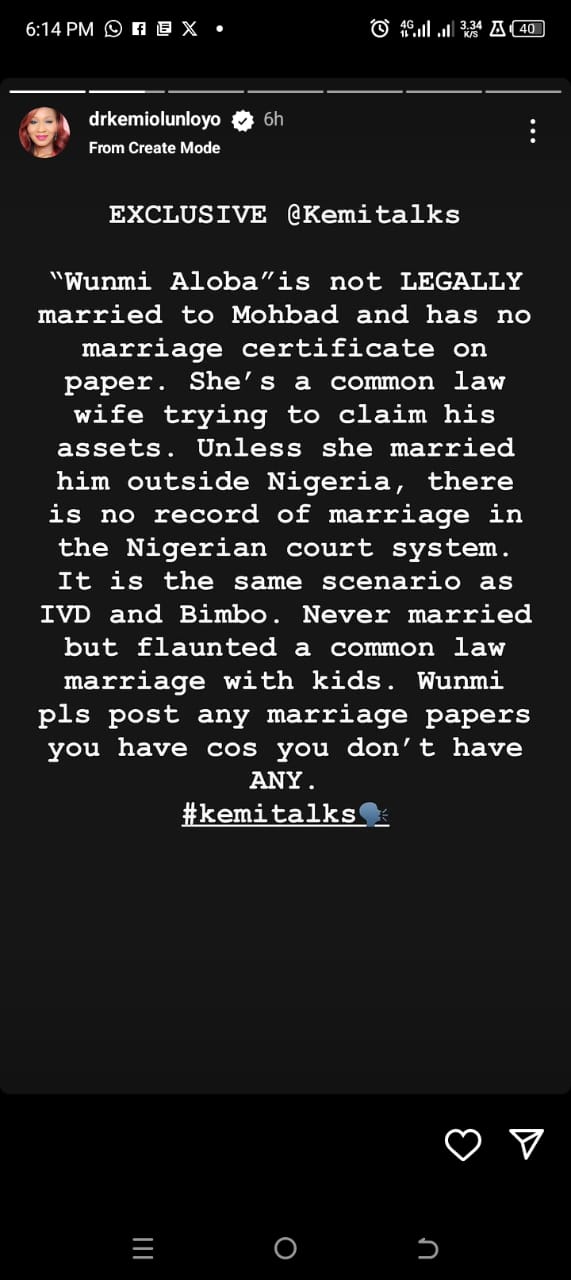 “Wunmu Is Not Married To Mohbad, She Poisoned Him After Being Caught Doing Hook-Up” - Kemi Olunloyo