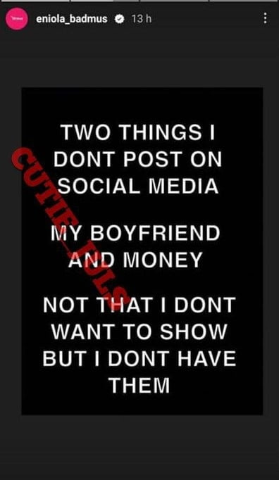 Eniola Badmus Reveals Why She Don’t Show Off Her Boyfriend And Money
