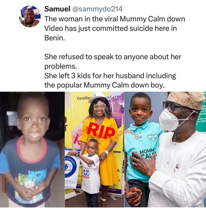 Mother Of Viral 'Mummy Calm Down' Boy Commits Suicide