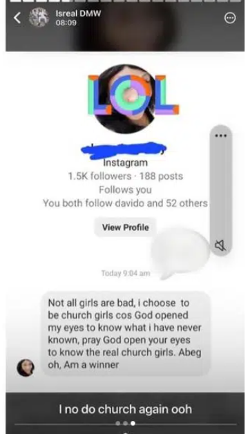 Isreal DMW Shares Screenshot Of Ladies Begging To Replace His Ex-Wife, Sheila