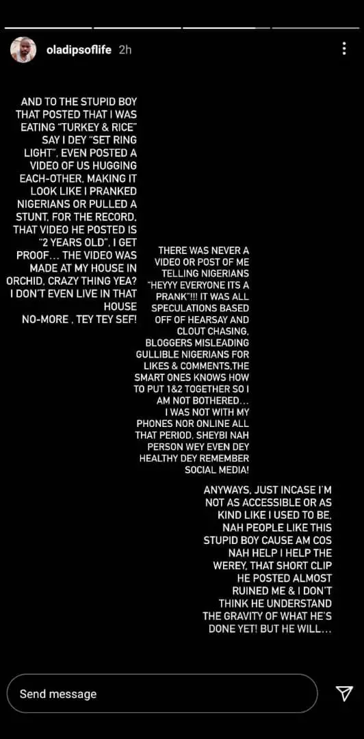 Oladips Slams Qdot For Hastily Declaring He Is Alive Following Death Announcement