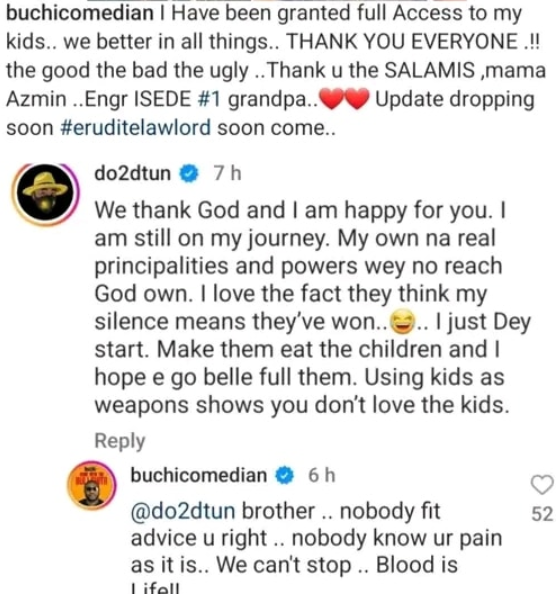 "My In-Laws Are Principalities And Power" – Dotun Reacts As Buchi Gets Access To His Children