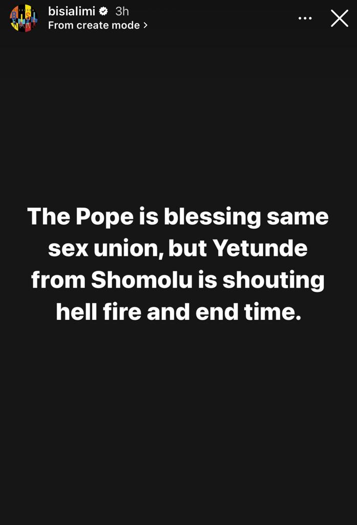Bisi Alimi Reacts As Pope Francis Asks Catholic Priests To Bless Same-Sex Couples