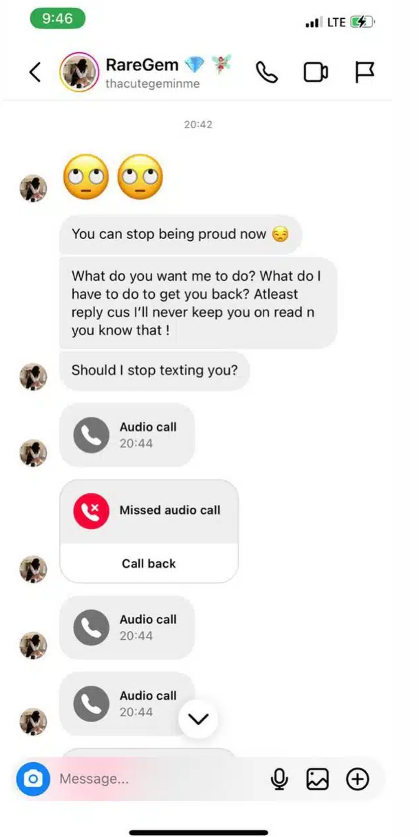 “I Didn’t Want Things To Go This Way” – Cute Gemini Begs Lil Frosh In Leaked Chat 