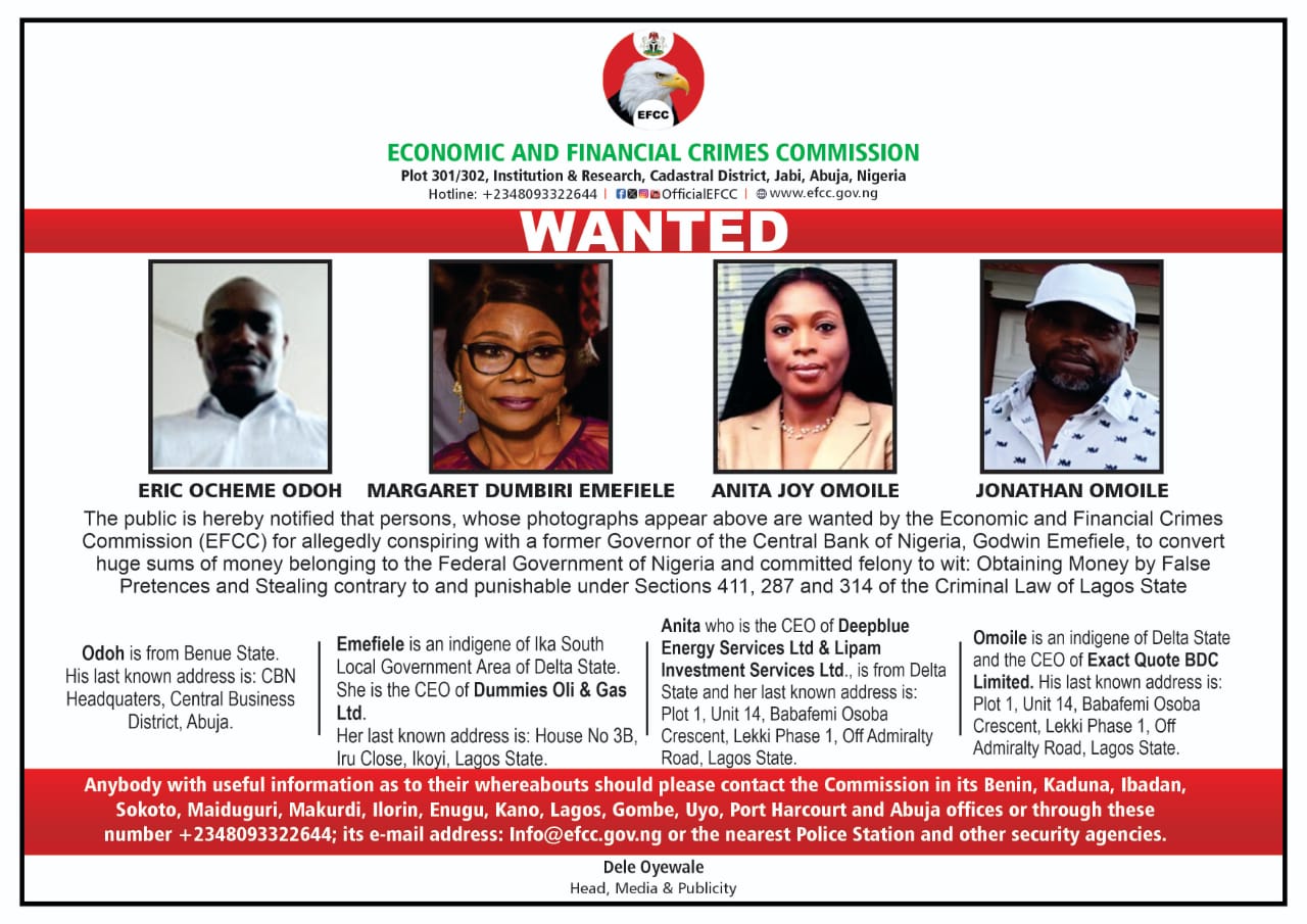 Godwin Emefiele's Wife, Margaret Declared Wanted By EFCC Over Money Laundering