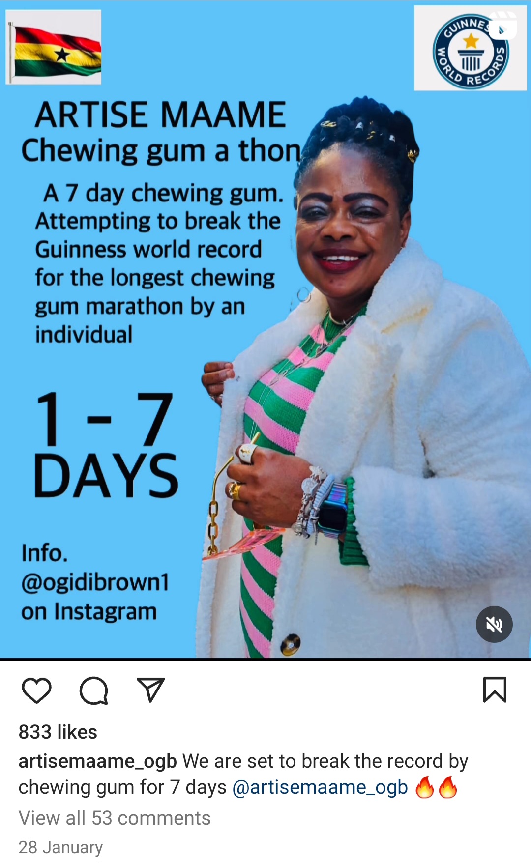 Ghanaian Woman Begins Chewing-Gum-A-Thon, Set To Chew Gum For 7 Days Nonstop [Video]
