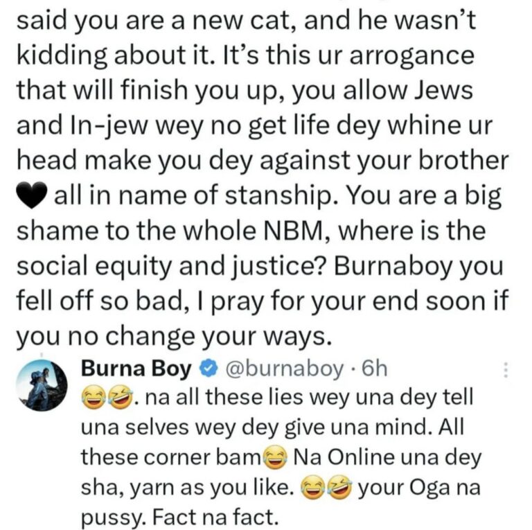 "Your Oga Na P*ssy" - Burna Boy Takes Aim At Davido Over Fan's Comment 12 "Your Oga Na P*ssy" - Burna Boy Takes Aim At Davido Over Fan's Comment