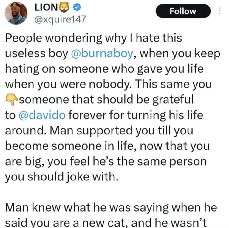 "Your Oga Na P*ssy" - Burna Boy Takes Aim At Davido Over Fan's Comment 11 "Your Oga Na P*ssy" - Burna Boy Takes Aim At Davido Over Fan's Comment