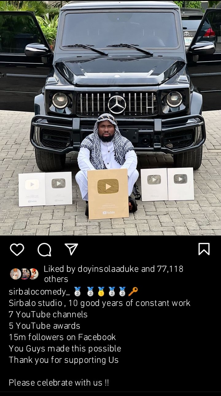 “This Is Stupidity” - Man Slams Comedian Sir Balo For Spending N300million On A New Car 2 “This Is Stupidity” - Man Slams Comedian Sir Balo For Spending N300million On A New Car