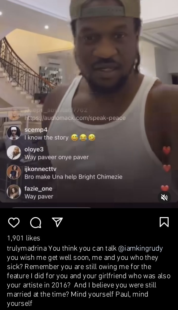 “You Still Owe Me For What I Did For You And Your Girlfriend” - Cynthia Morgan Exposes Paul Okoye