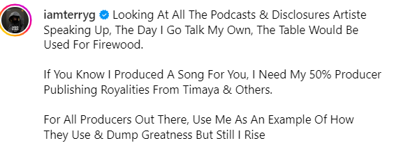 "He Used And Dumped Me" - Terry G Calls Out Timaya Over Unpaid Royalties 2 "He Used And Dumped Me" - Terry G Calls Out Timaya Over Unpaid Royalties