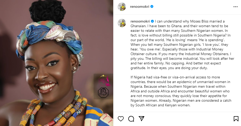 Why Moses Bliss Chose To Marry A Ghanaian Woman Over Nigerian Ladies – Reno Omokri