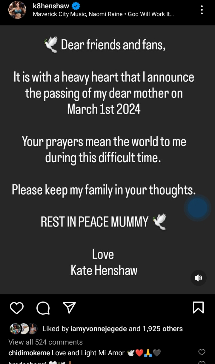 "Keep My Family In Your Thoughts" - Kate Henshaw Confirms Her Mother's Death 2 "Keep My Family In Your Thoughts" - Kate Henshaw Confirms Her Mother's Death