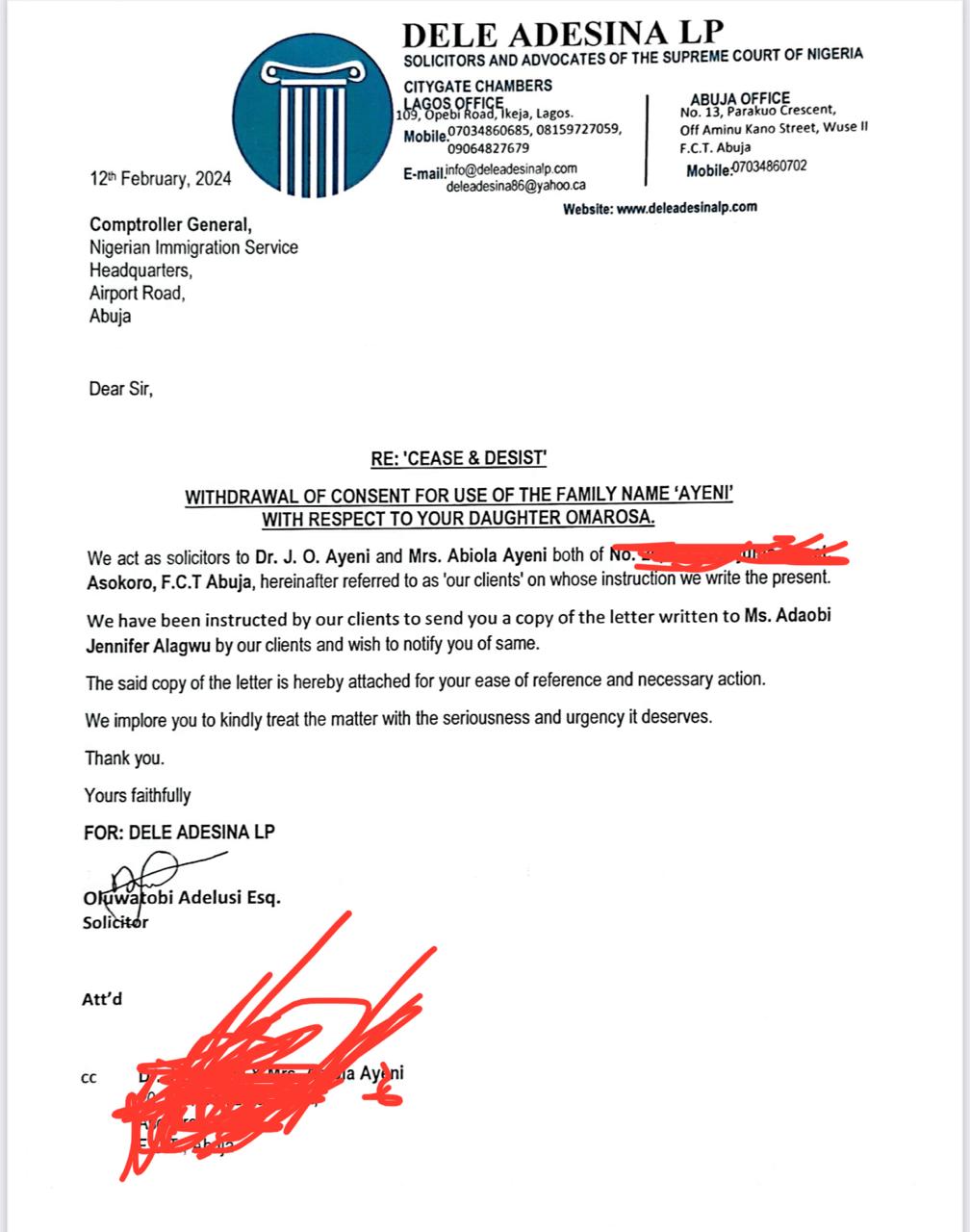 "Stay Away From Me” - Tunde Ayeni Files Cease And Desist Injunction Against Ex-Girlfriend, Adaobi Alagwu 10 "Stay Away From Me” - Tunde Ayeni Files Cease And Desist Injunction Against Ex-Girlfriend, Adaobi Alagwu