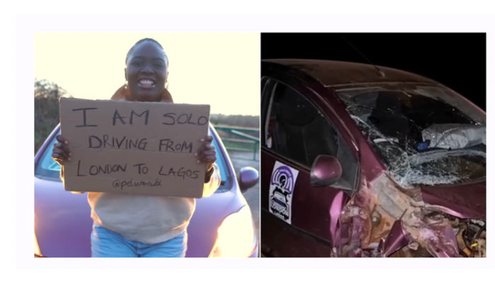 Pelumi Nubi: Lady Driving From London To Lagos Battles For Life After Car Accident [Video]