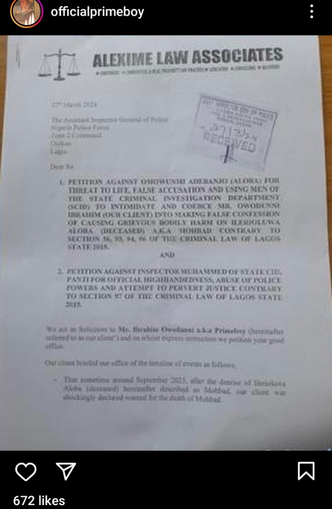 "Tell The World The Truth About Mohbad’s Death" – Primeboy Files Petition Against Wunmi