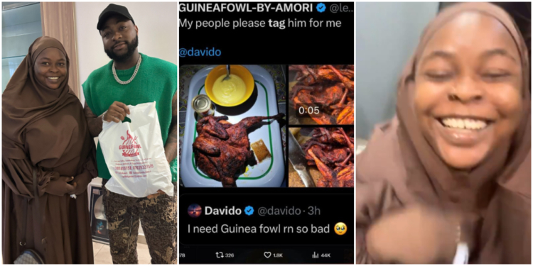 Nigerian Lady Reacts As Davido Patronizes Her Guinea Fowl Business [Photos/Video]