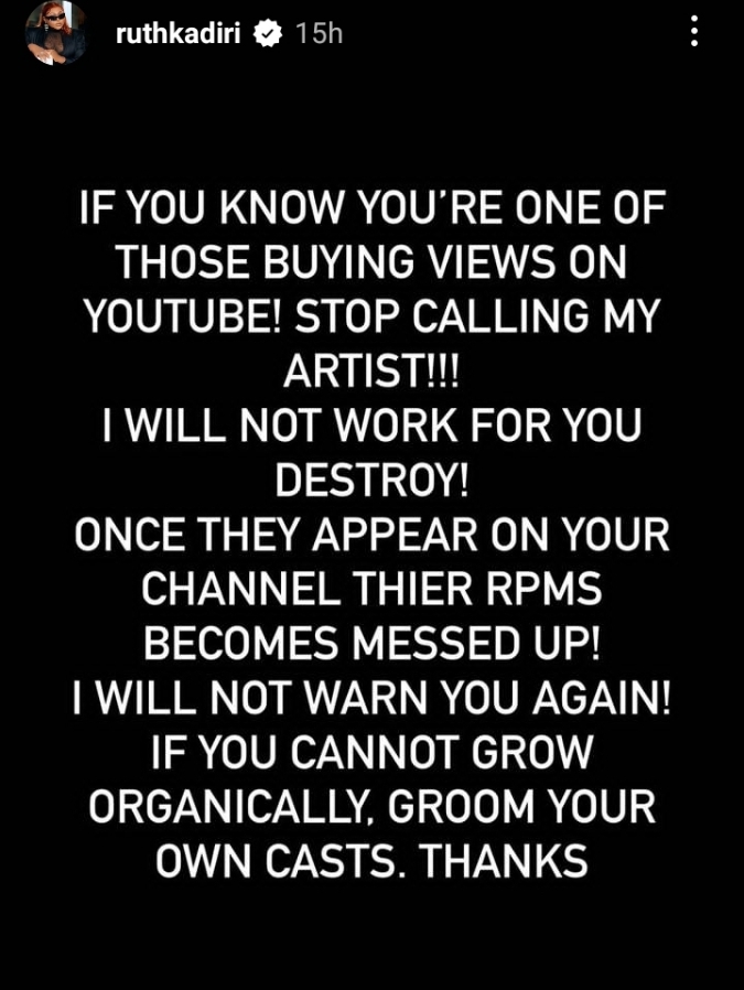 "Stop Calling My Actors To Work For You" – Ruth Kadiri Issues Warning To Her Colleagues 2 "Stop Calling My Actors To Work For You" – Ruth Kadiri Issues Warning To Her Colleagues