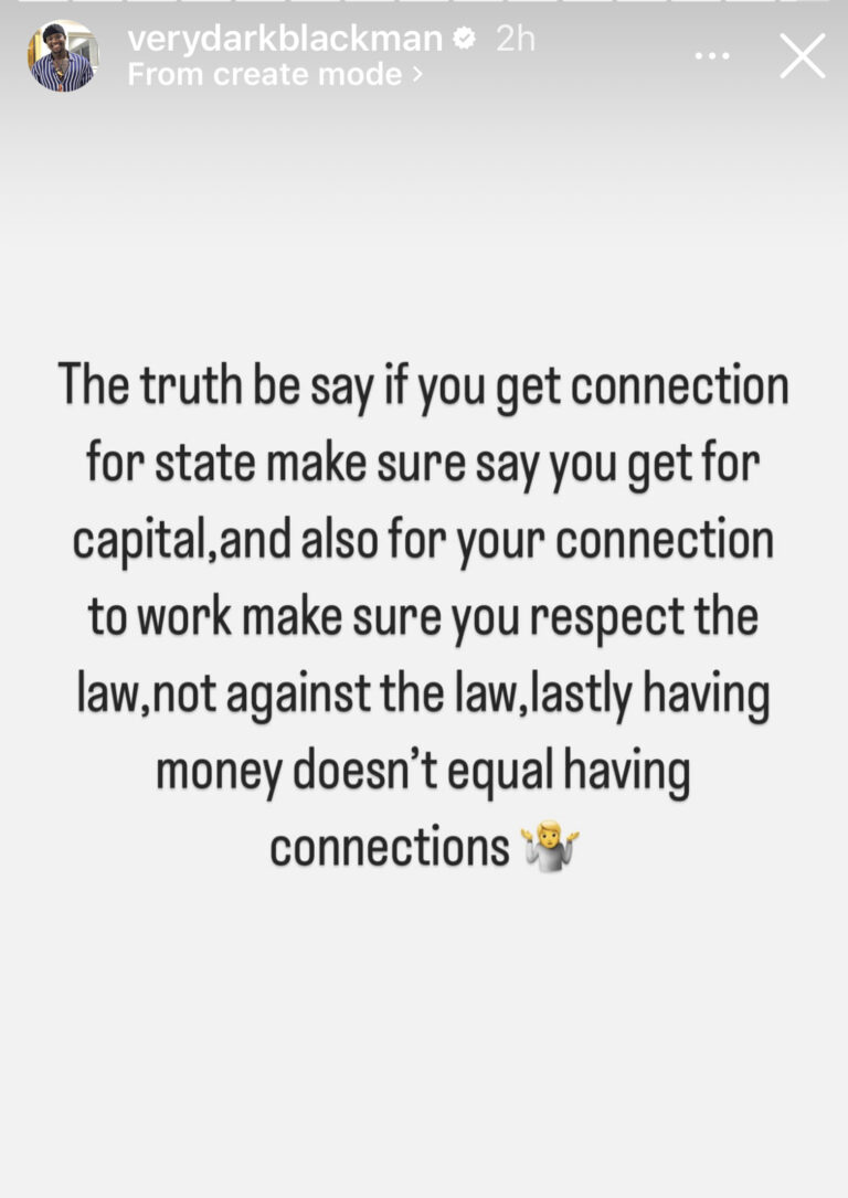 “Having Money Doesn’t Equal Having Connections” – VeryDarkMan Shades Bobrisky