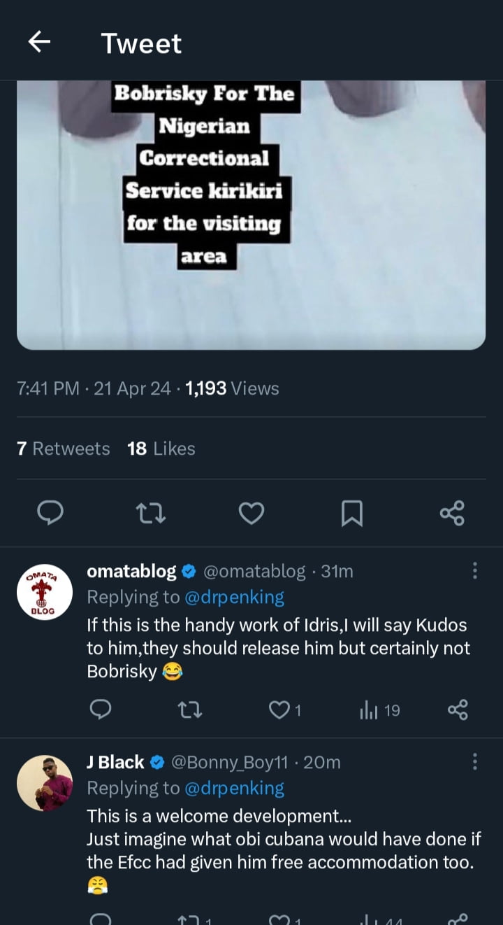 "His Female Version Will Never Do This” – Nigerians React As Bobrisky Donates Chairs To Prison