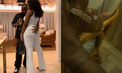 “001 And 002” - Davido And Chioma Show Off Matching Customized Diamond Rings