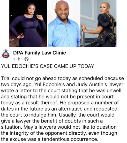 May Edochie’s Divorce Battle Stalled Due To Absence Of Yul Edochie And Judy Austin's Lawyer