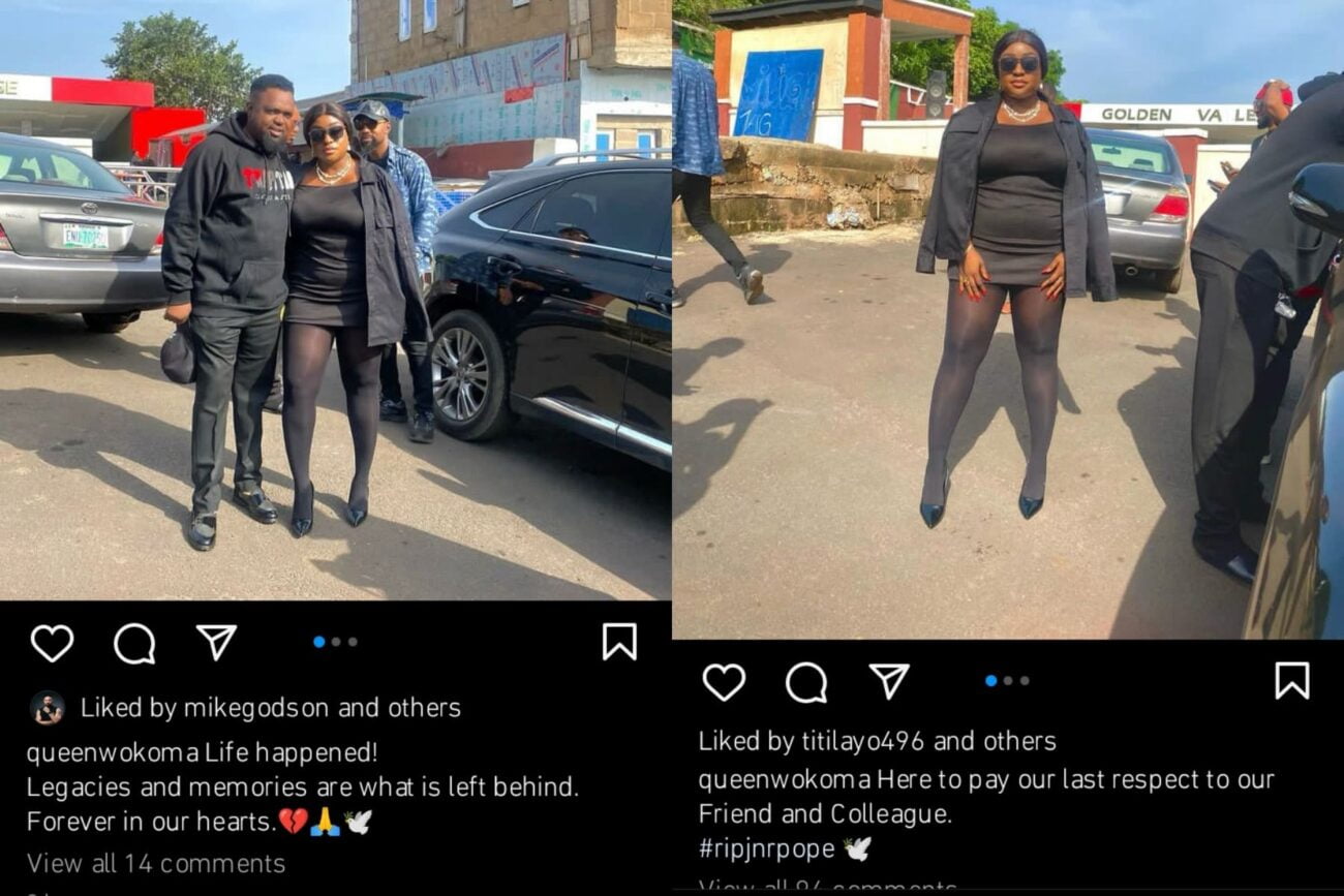 Queen Wokoma Slams Those Criticizing Her Outfit At Junior Pope’s Burial [Photos]