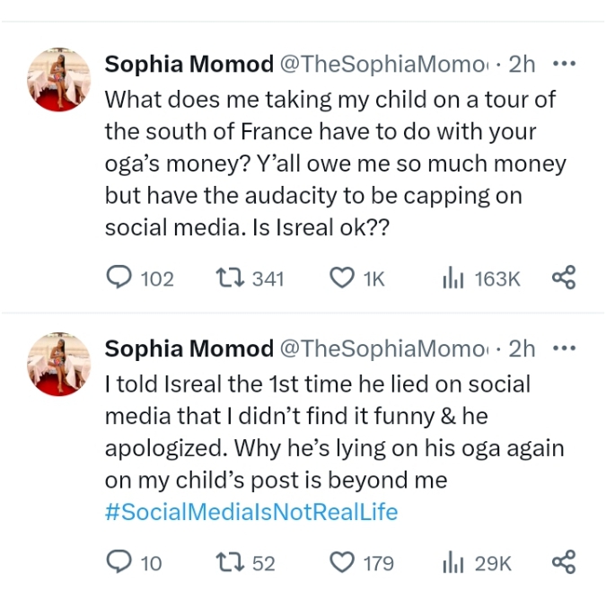Sophia Momodu Tackles Israel DMW For Claiming Davido Sponsored Imade’s Travels 10 Sophia Momodu Tackles Israel DMW For Claiming Davido Sponsored Imade’s Travels