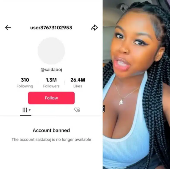 Saida Boj Loses Her TikTok Account After 'Shaming' Erigga For Criticizing Her [Video]