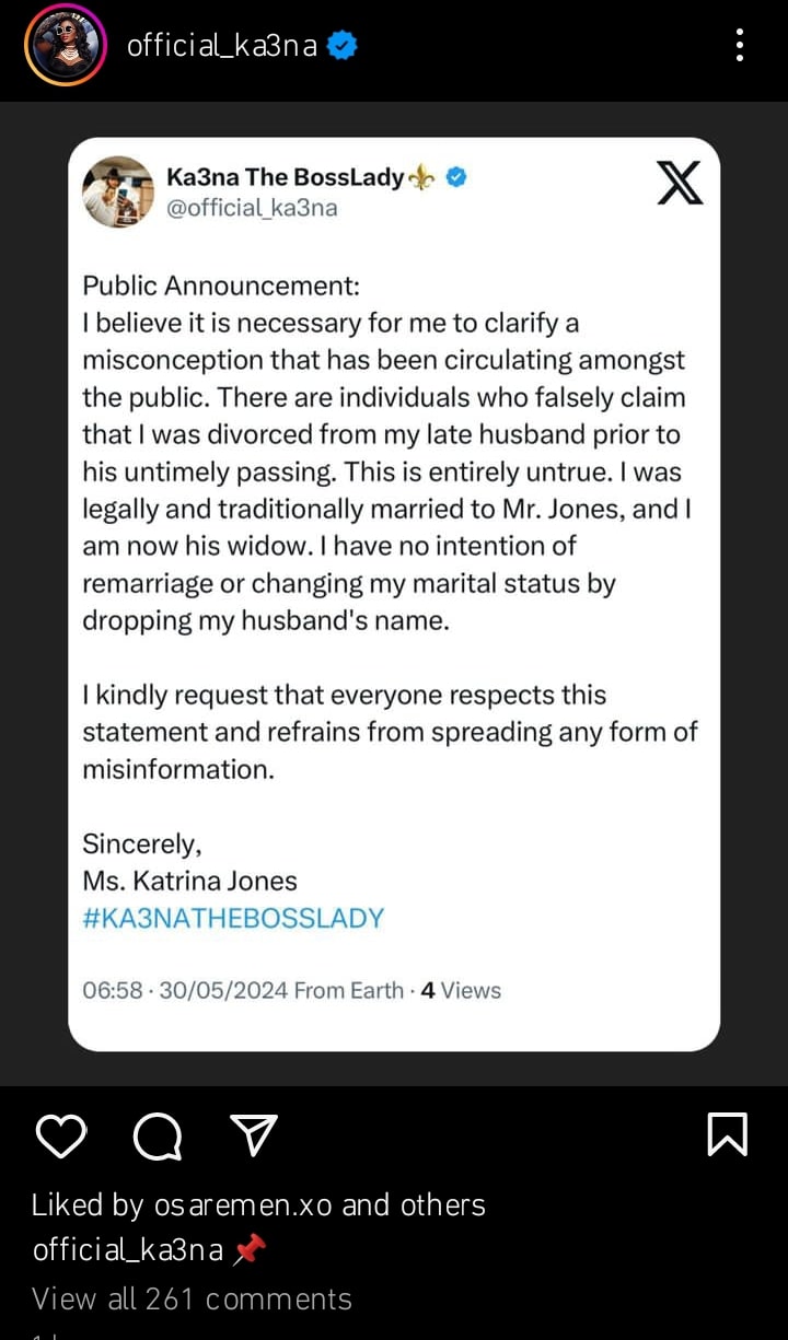 “I Never Divorced My Late Husband And Have No Intention Of Remarriage” – BBNaija Ka3na