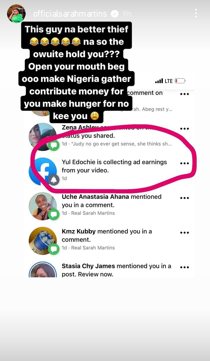 "This Guy Is A Thief" – Sarah Martins Accuses Yul Edochie Of 'Stealing' Ad Earnings For Her Video 6 "This Guy Is A Thief" – Sarah Martins Accuses Yul Edochie Of 'Stealing' Ad Earnings For Her Video