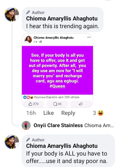 "If Your Body Is All You Have To Offer, Use It And Get Out Of Poverty" - Chioma Amaryllis 3 "If Your Body Is All You Have To Offer, Use It And Get Out Of Poverty" - Chioma Amaryllis