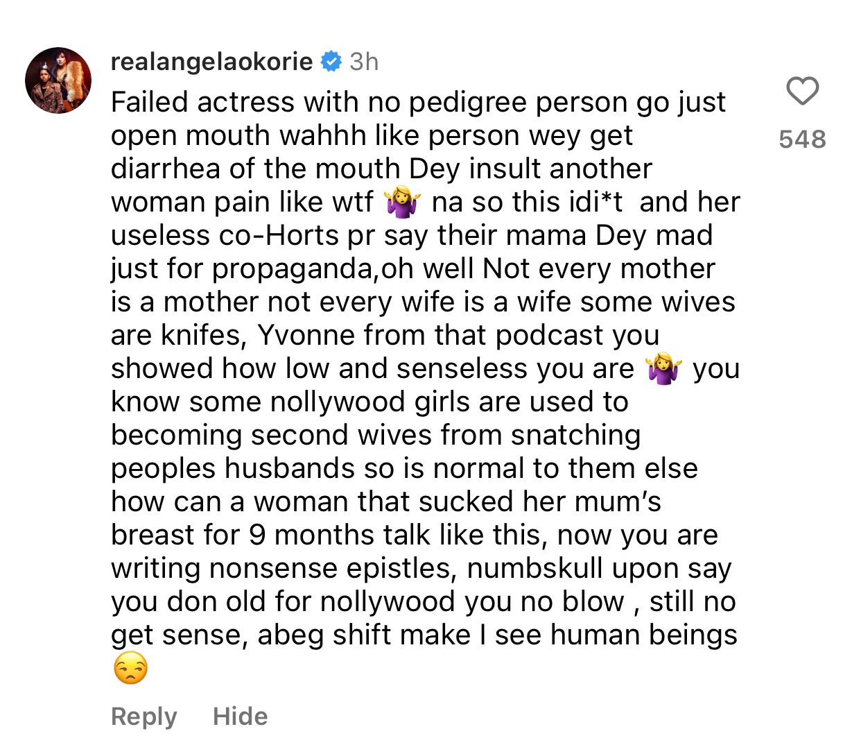 “Failed Actress With No Pedigree” – Angela Okorie Slams Yvonne Jegede After Her Apology To May Edochie