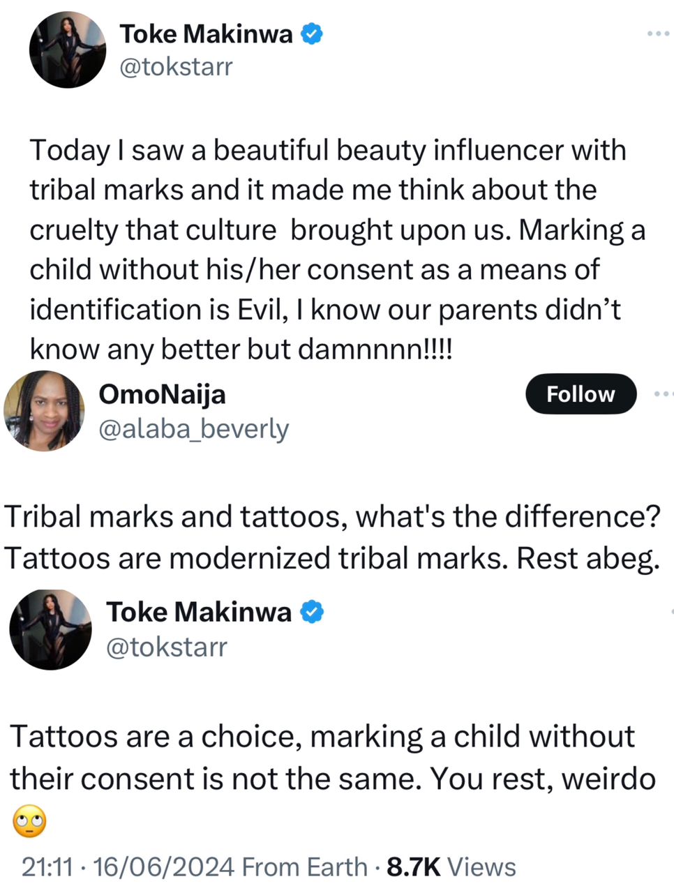 Giving A Child Tribal Mark Without Consent Is Evil - Toke Makinwa