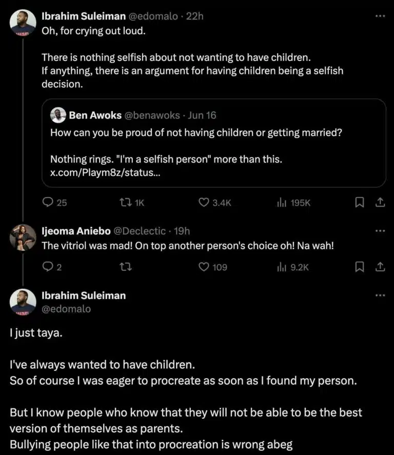 There's Nothing Selfish About Not Wanting To Get Married Or Have Children – Ibrahim Suleiman