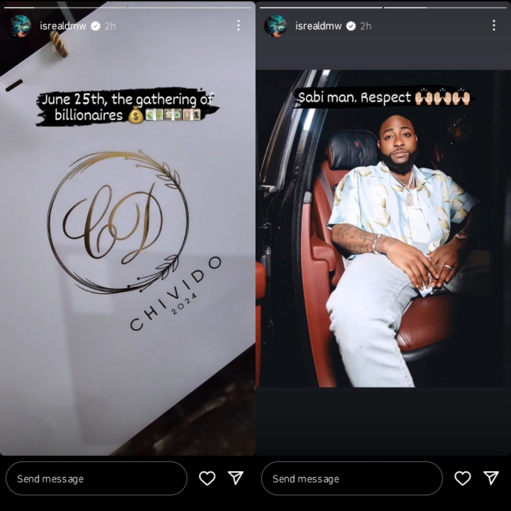 Davido And Chioma's Wedding Is “Gathering Of Billionaires” - Isreal DMW