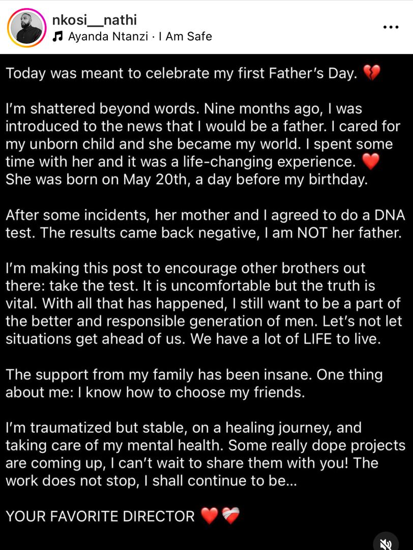 Nkosi Nathi Heartbroken After DNA Test Revealed He Isn't His Child's Biological Father