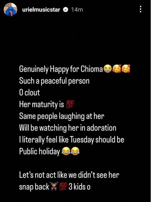 Uriel Oputa Praises Chioma's Maturity, Slams Critics Mocking Her Wedding To Davido