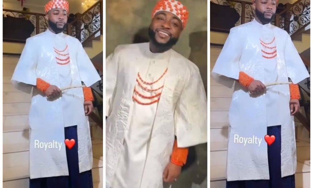 Davido Honours His Late Mother With Second Traditional Wedding Outfit [Video]