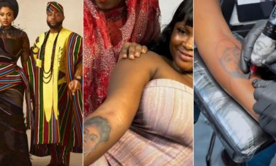 Lady Inks Tattoo Of Davido And Chioma On Both Arms To Celebrate Their Wedding [Photos]