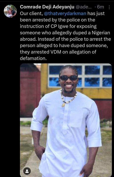 VeryDarkMan Arrested Again Over Alleged Defamation