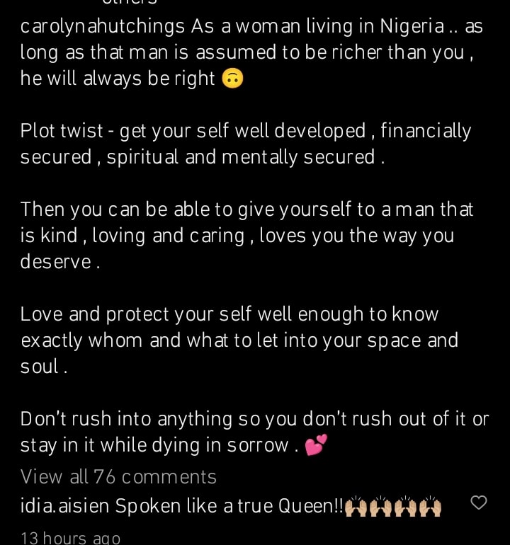 "A Man Will Always Be Right If He's Richer Than You” – Caroline Danjuma Advises Women