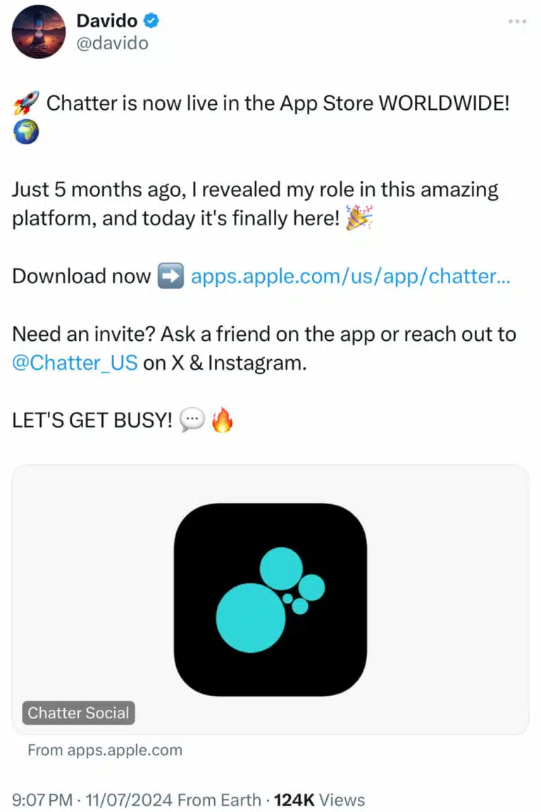 "Chatter Is Live" - Davido Announces Launch Of His Own Social Media Platform