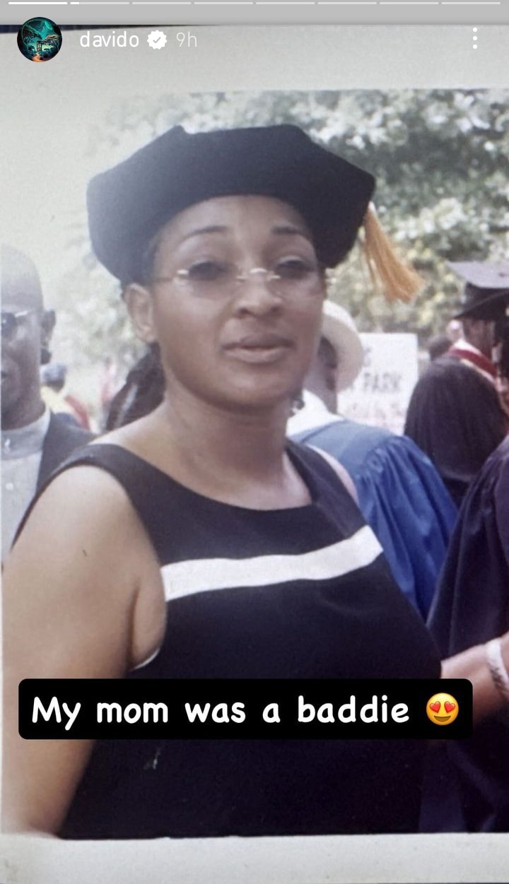 "My Mom Was A Baddie" – Davido Says As He Shares Throwback Photo Of Her