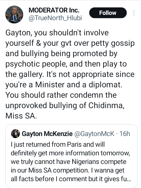 Chidimma Adetshina: "We Can’t Have Nigerians Compete In Miss SA" - South Africa's Minister