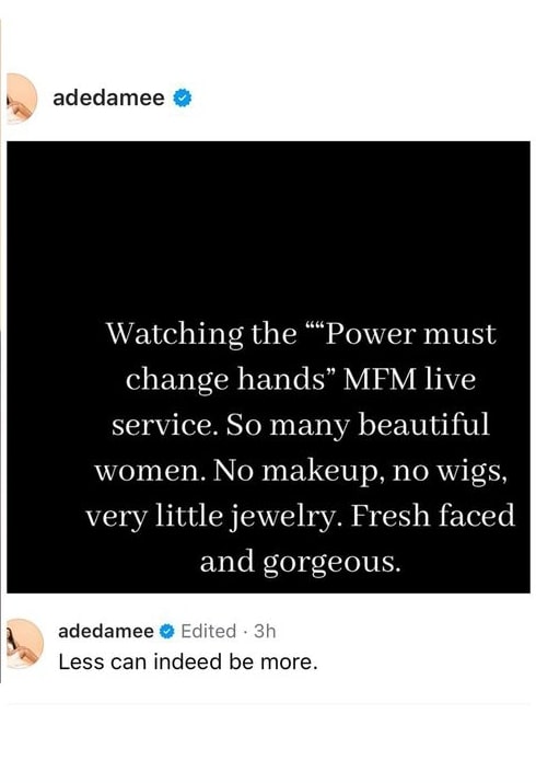 Actress Damilola Adegbite Praises Makeup-Free Women At MFM Church Program