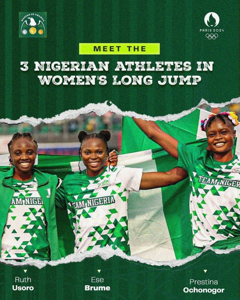 Paris 2024 Olympics: Ese Brume, Ruth Usoro, Prestina Ochonogor Qualify For Long Jump Final