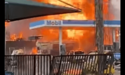 Fire Razes Mobil Fuel Station In Lagos, Destroys Vehicles [Video]