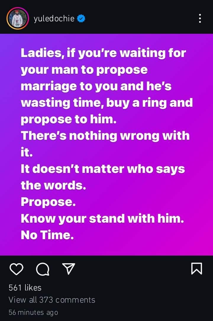 "Buy A Ring And Propose To Your Man If He's Wasting Time” – Yul Edochie Advices Ladies 2 "Buy A Ring And Propose To Your Man If He's Wasting Time” – Yul Edochie Advices Ladies